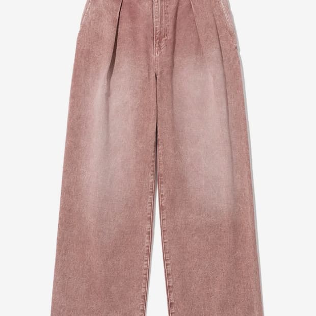 낫포너드 원턱 와이드 데님팬츠 워시드 핑크