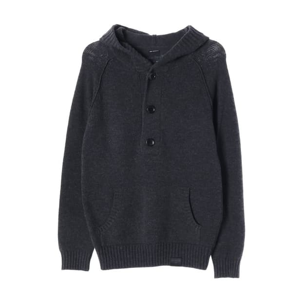 엠폴햄 울 혼방 버튼업 후드 니트 M