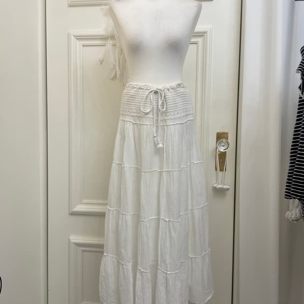 navy&gray ruffle crochet lovely mori set