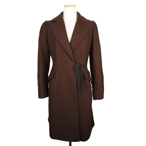 프라다 초코브라운 버진울 엠보 롱코트(마른66)