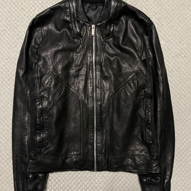 BON 웨스턴 무드 램스킨 양가죽 절개 바이커 레더 자켓