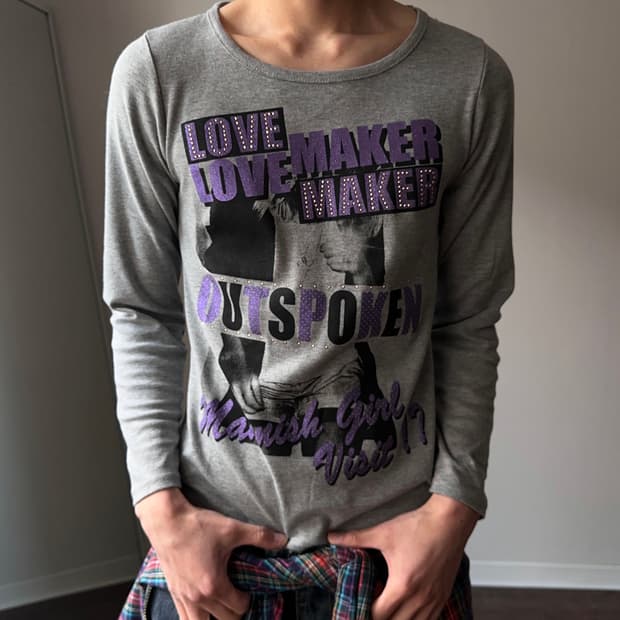 Cherry Pop 섹슈얼 프린트 롱 슬리브