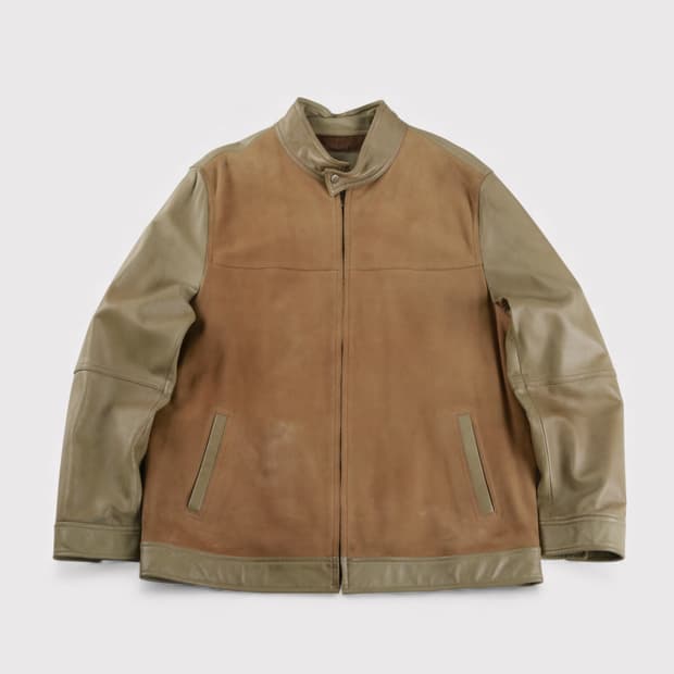 [XL] 빈티지 양가죽/염소가죽 스웨이드 싱글라이더 자켓