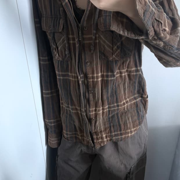 빈티지 셔츠 후드집업