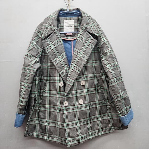 쥬시쥬디 데님 소매 디테일 체크 자켓 85(L)
