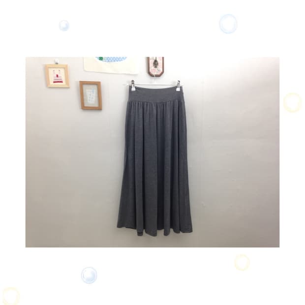 그레이 밴딩 롱 스커트