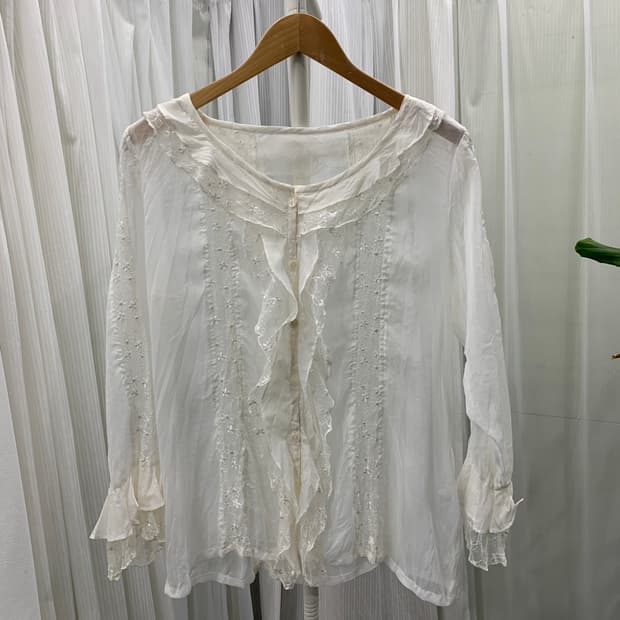 빈티지 플라워 레이스 프릴 블라우스 1864