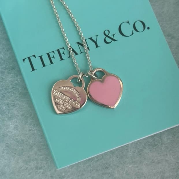 티파니앤코 핑크 더블하트 팬던트 목걸이 새제품