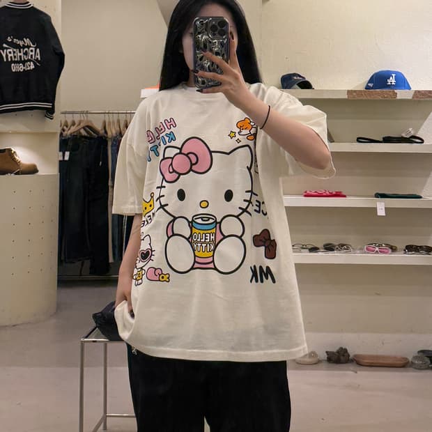 빈티지 MAKE X 헬로키티 콜라보 반팔티셔츠 U1266