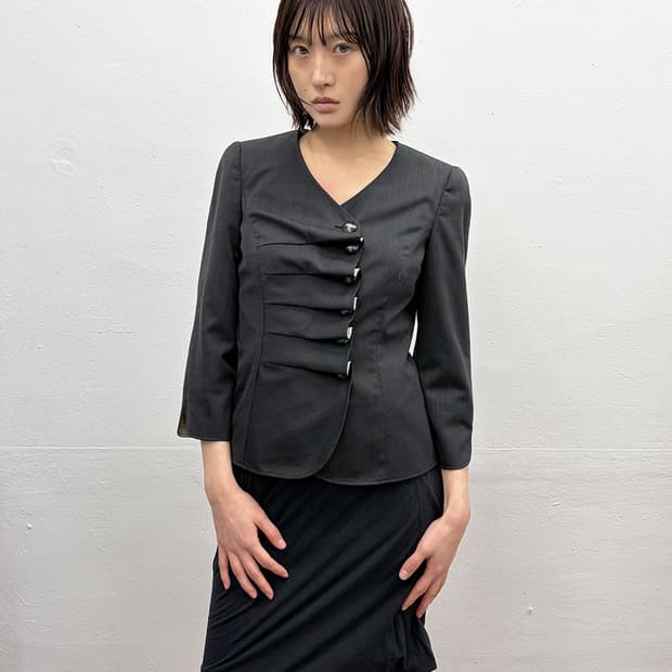 아르마니 꼴레지오니 2009S/S 러플 프론트 테일러드 자켓