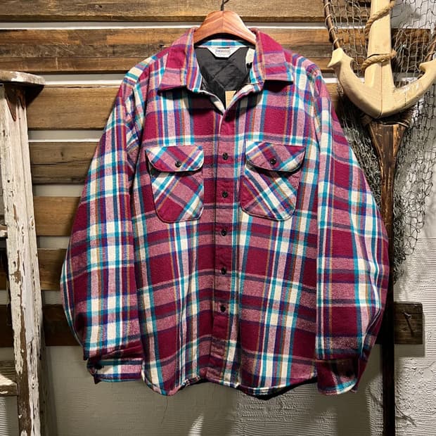 [2XL]FIVE BROTHERS USA Made 퀼팅 체크 플란넬 셔츠
