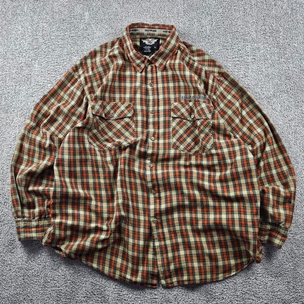 할리데이비슨 체크 패턴 포켓 바이커 셔츠 ( 3XL ) / 11111