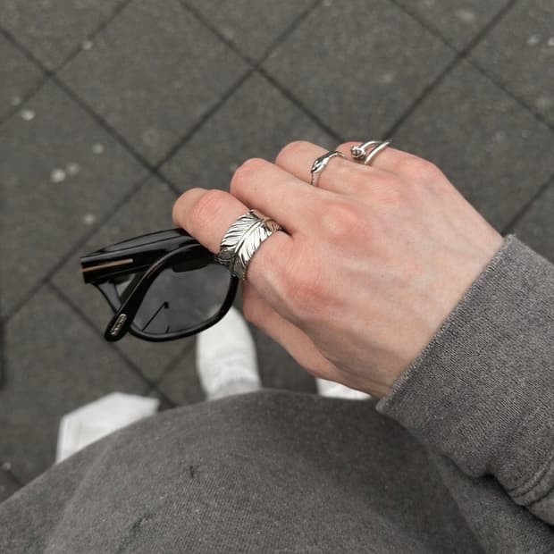 페더 오픈 실버 남자반지