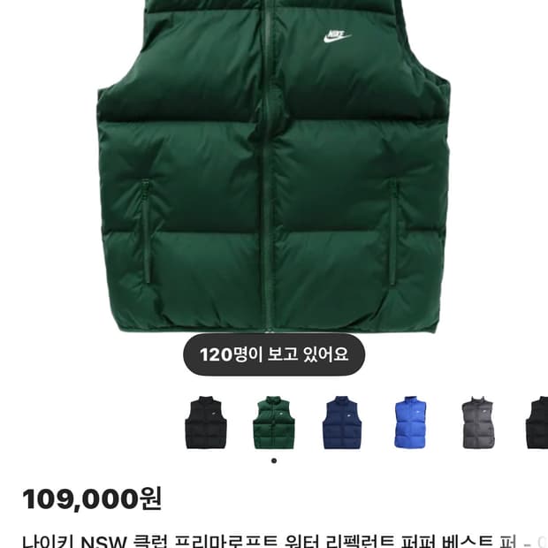 나이키 프리마로프트 패딩조끼