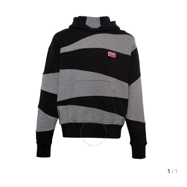 겐조 블랙 패널드 코튼 후드