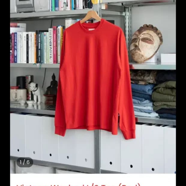 에브리원 빈티지 워시드 롱슬리브 레드 2사이즈 판매