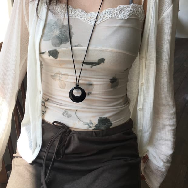 아워캐비넷 peer rose sleeveless 로즈 슬리브리스