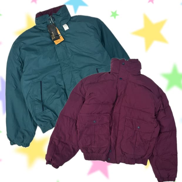 ⭐️아메카지 리버시블 청록&자주 패딩 ⭐️덕다운 점퍼 아우터 봄버 