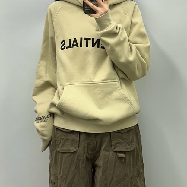 에센셜 피어오브갓 스펠아웃 베이지 스웻 후드티