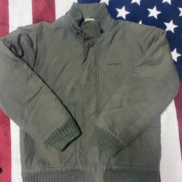 칼하트 카키 코듀라 누빔 워크 자켓