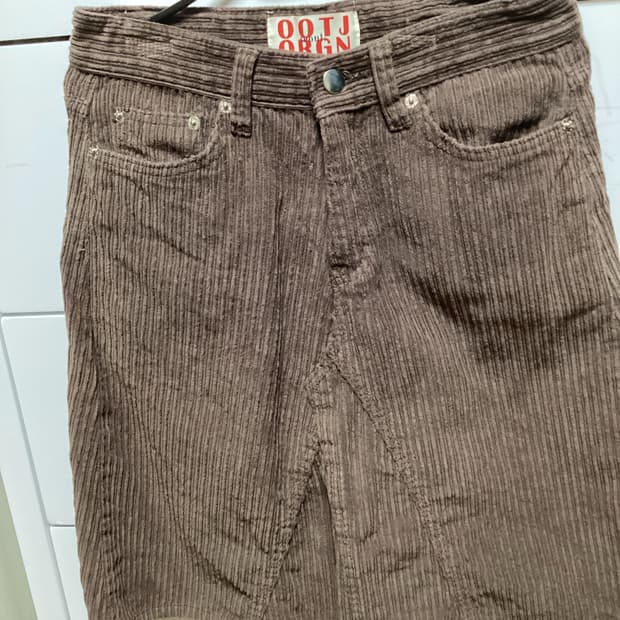 ootj 코듀로이 a라인 미디 스커트 브라운