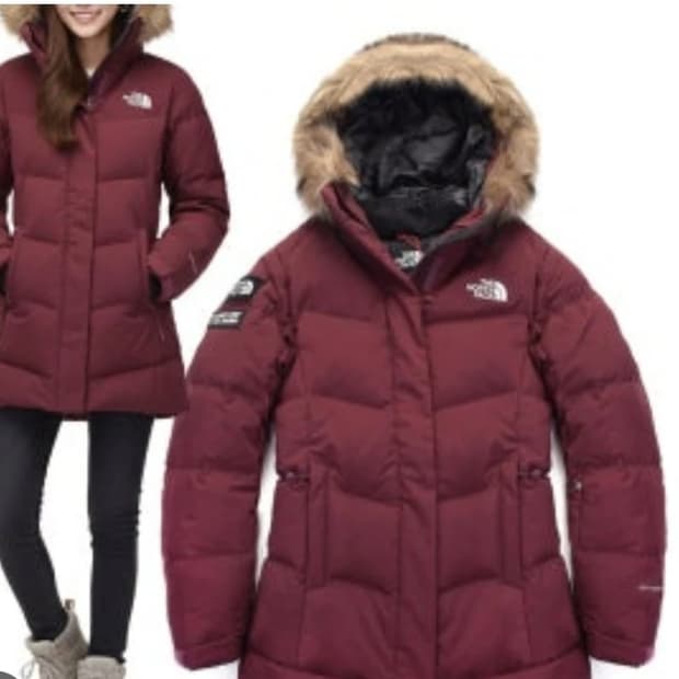 노스페이스 여성 패딩 L/95 버건디