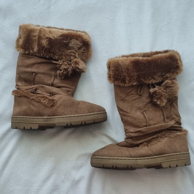 빈티지 모리걸 하구미 갸루 폼폼 퍼 부츠