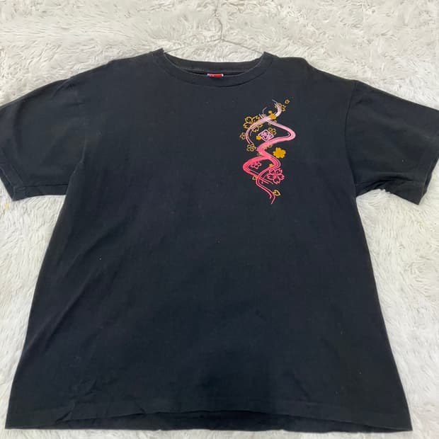 빈티지 블랙 사쿠라 반팔 1007 y2k 스트릿 갸루 펑키 일본빈티지 f