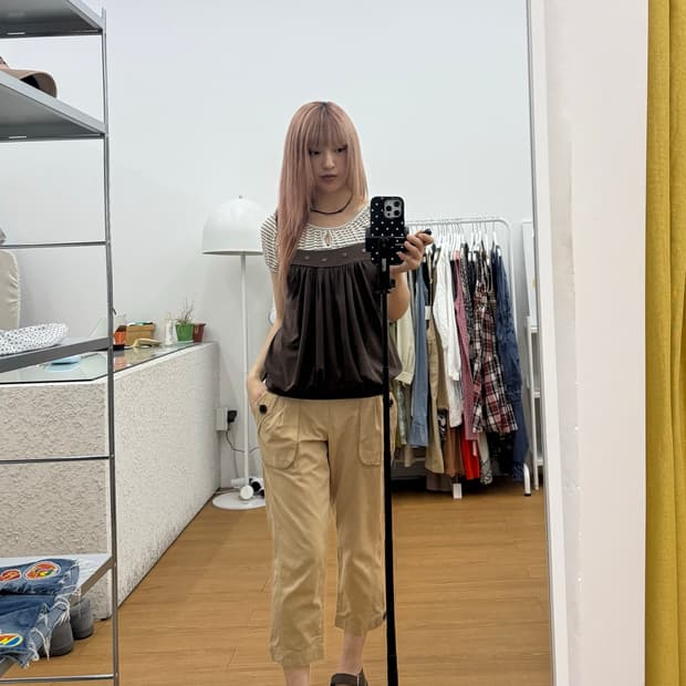 버버리 포켓디테일 코튼 카프리팬츠 베이지
