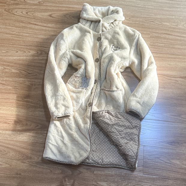 빈티지 라떼 도트 고양이 퍼 코트 히메갸루 로걀 모리걸 페어리 하구미깔