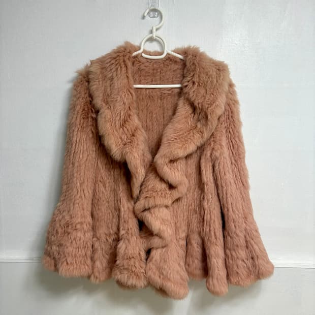 토끼털 핑크퍼 자켓 갸루패션