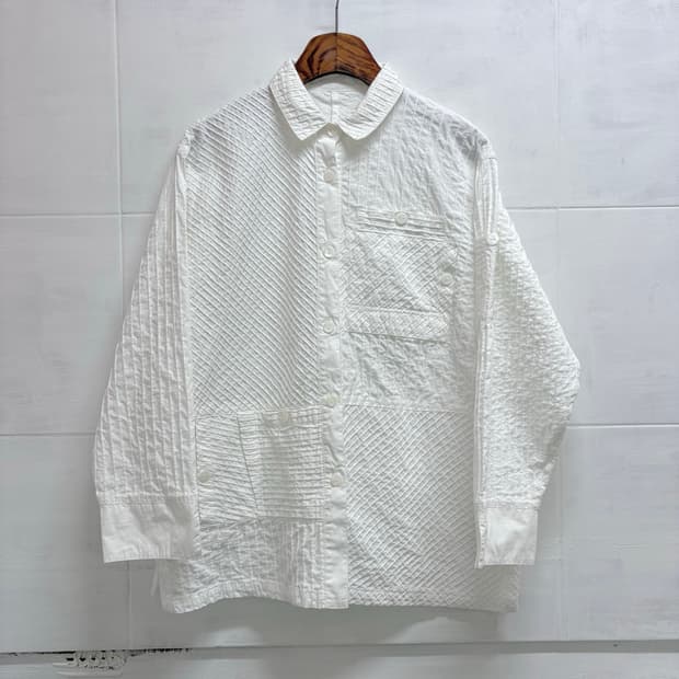 COKETT 화이트 핀턱 코튼 페어리 워크 자켓 M-L JPN