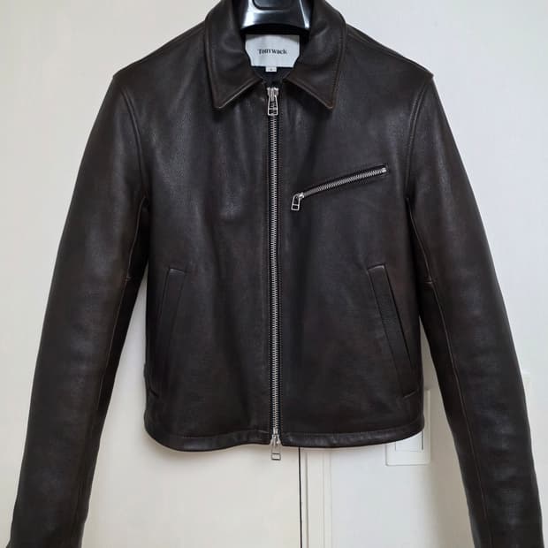 토니웩 24FW 레더 크롭 자켓 다크브라운 M사이즈