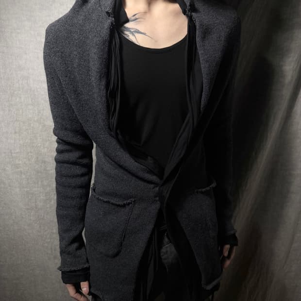 nude:mm Raw Edge Layered Knit Cardigan  