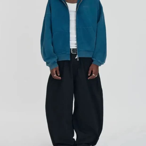 스웨이드 크롭 워시드 후드집업 딥그린