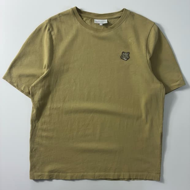 Maison kitsune 메종키츠네 볼드 폭스헤드 카키 반팔 티셔츠