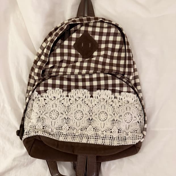 일본 페어리그런지 초코레이스 체크 백팩 모리걸 