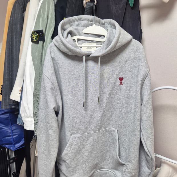 아미 그레이 하트 로고 후드티 L100사이즈