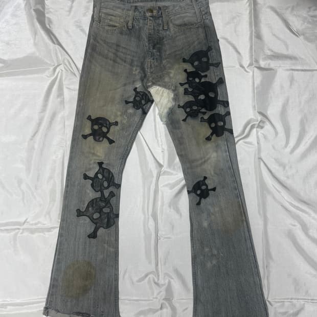 LGB Crazy Wolf Skull Patch Jeans