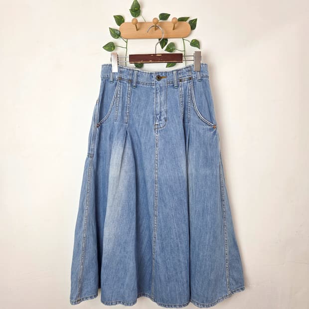 cube sugar 데님 롱스커트