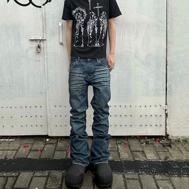 워싱 부츠컷 데님 팬츠