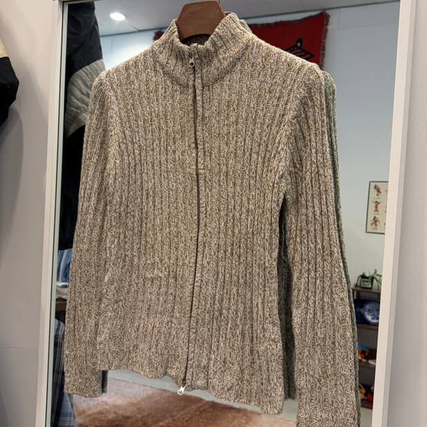 Vtg 빈티지 리브드 니트 집업