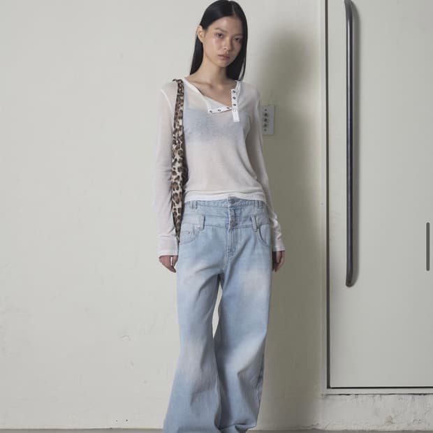오데스 double waist denim pants 1사이즈