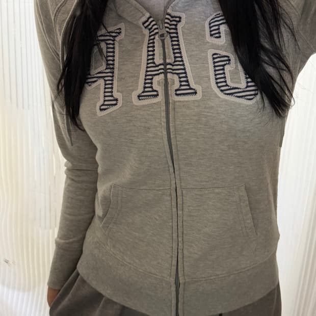 갭 그레이 스트라이프 후드집업 xs