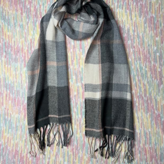 그레이 체크 머플러