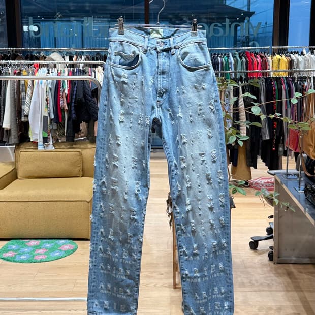 에리즈 데님 디스트로이드 팬츠 