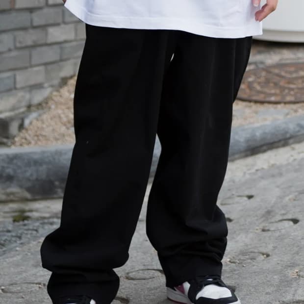 [새상품] 비에스래빗 미드90 배기 코튼 팬츠 블랙 M