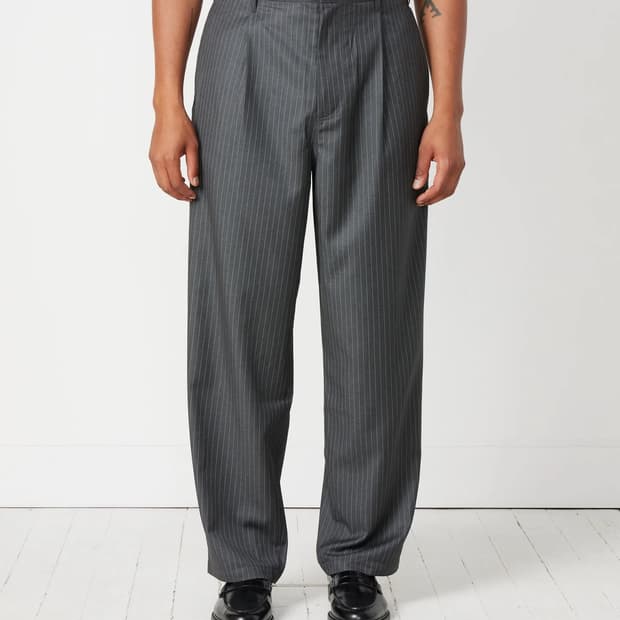 스투시 스트라이프 볼륨 팬츠 그레이