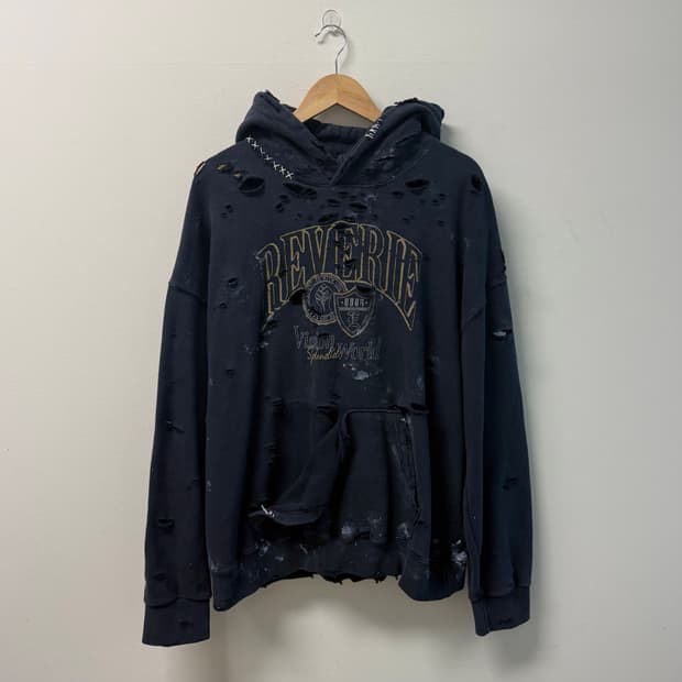 Distressed sashiko 90’s mood hoodie