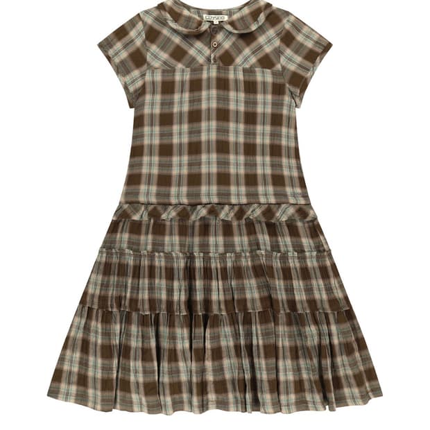 코이세이오 raw edge check one piece 브라운 2사이즈